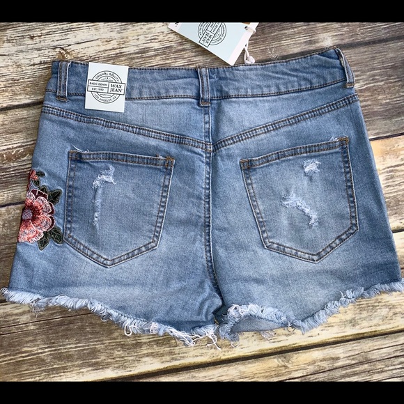 WAX jeans denim short shorts embroidered SMALL 25 - Picture 3 of 6